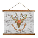 Floral Antler Wall Hanging Tapestry - Wide (Personalized)