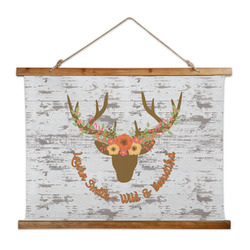 Floral Antler Wall Hanging Tapestry - Wide (Personalized)
