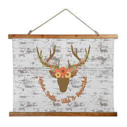 Floral Antler Wall Hanging Tapestry - Wide (Personalized)