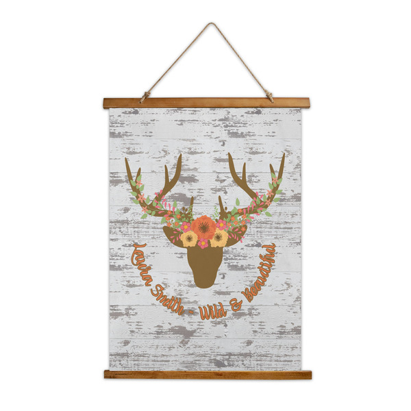 Custom Floral Antler Wall Hanging Tapestry - Tall (Personalized)