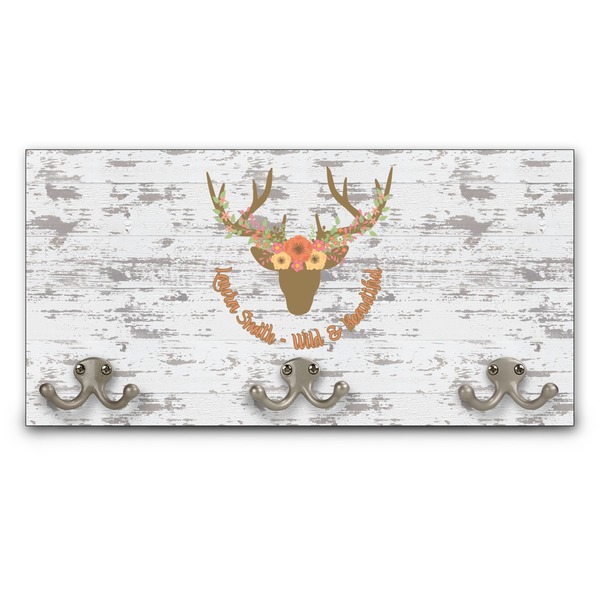 Custom Floral Antler Wall Mounted Coat Rack (Personalized)