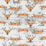 Floral Antler Wallpaper & Surface Covering (Water Activated 24"x 24" Sample)