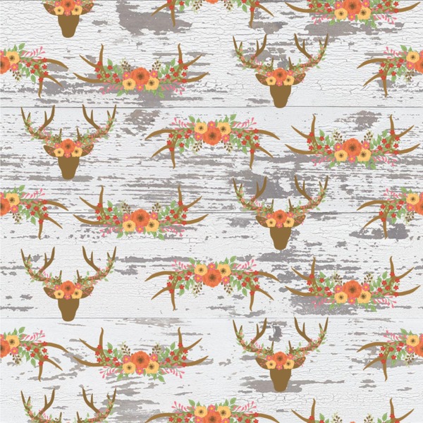 Custom Floral Antler Wallpaper & Surface Covering (Peel & Stick 24"x 24" Sample)