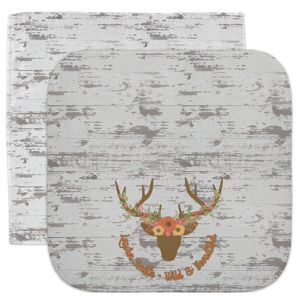 Custom Floral Antler Facecloth / Wash Cloth (Personalized)