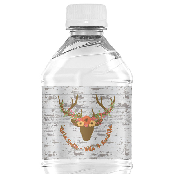 Custom Floral Antler Water Bottle Labels - Custom Sized (Personalized)