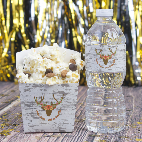 Floral Antler Water Bottle Label - w/ Favor Box
