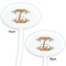 Floral Antler White Plastic 7" Stir Stick - Double Sided - Oval - Front & Back