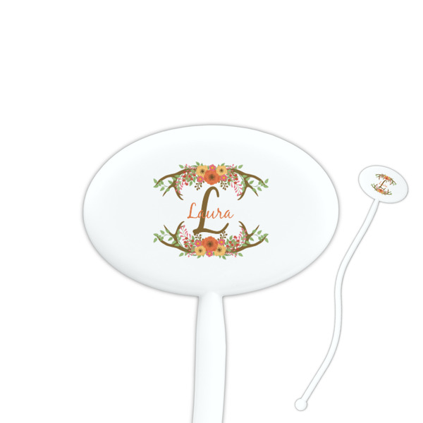 Custom Floral Antler Oval Plastic Stir Sticks (Personalized)