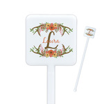 Floral Antler Square Plastic Stir Sticks (Personalized)