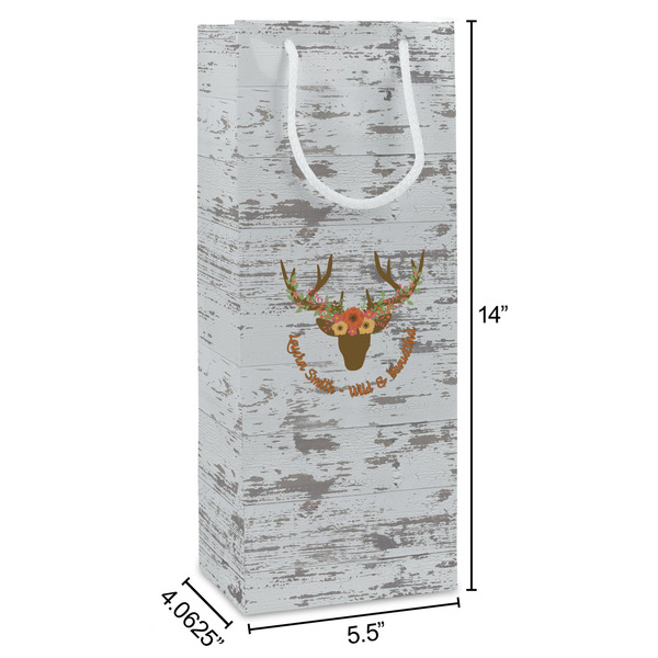Floral Antler Wine Gift Bag - Dimensions
