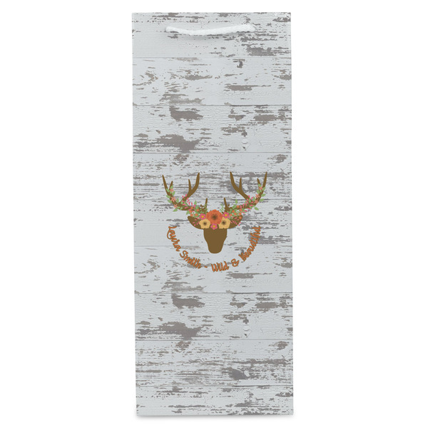 Floral Antler Wine Gift Bag - Matte - Front