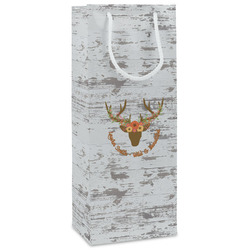 Floral Antler Wine Gift Bags - Matte (Personalized)