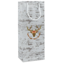 Floral Antler Wine Gift Bags - Matte (Personalized)