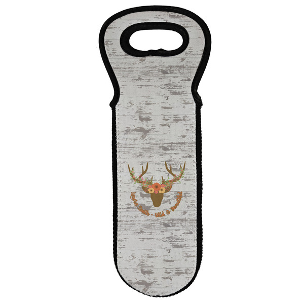 Custom Floral Antler Wine Tote Bag (Personalized)