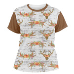 Floral Antler Women's Crew T-Shirt - Medium