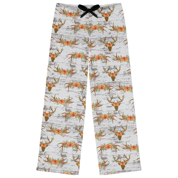 Custom Floral Antler Womens Pajama Pants - 2XL