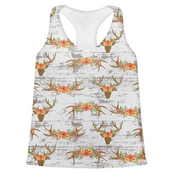 Floral Antler Womens Racerback Tank Top - Small