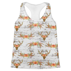 Floral Antler Womens Racerback Tank Top