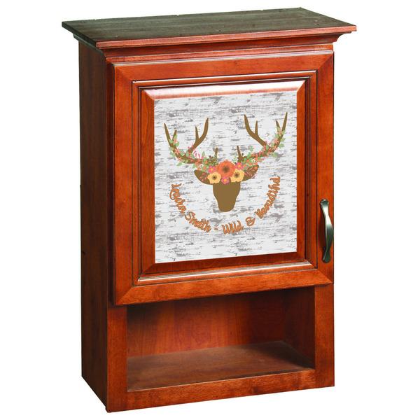 Floral Antler Wooden Cabinet Decal (Medium)