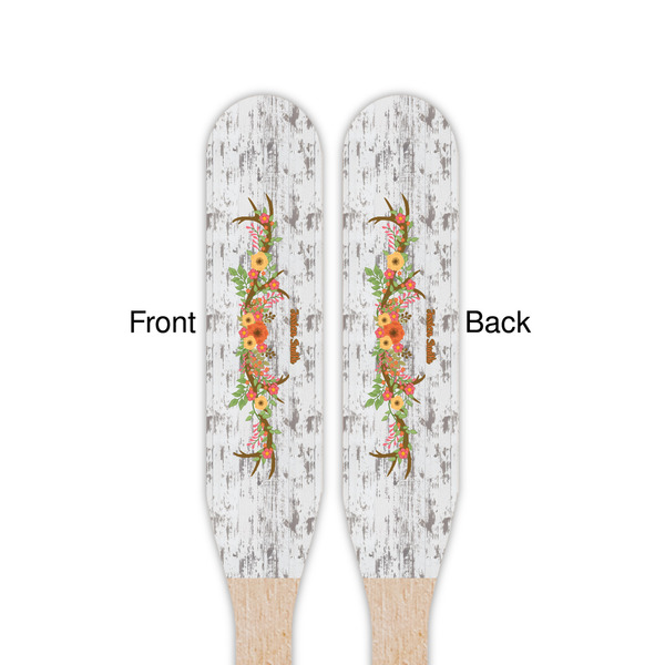 Floral Antler Wooden Food Pick - Paddle - Double Sided - Front & Back