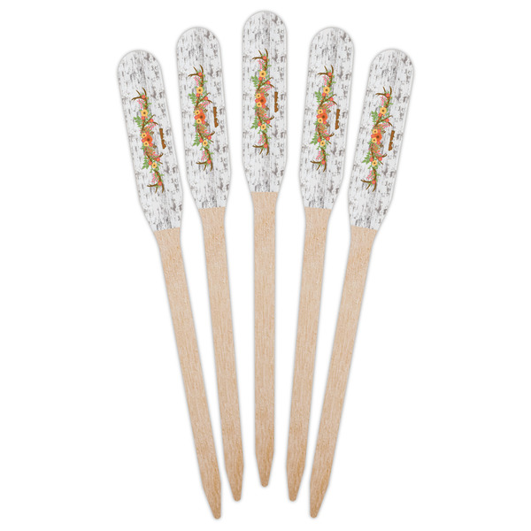Floral Antler Wooden Food Pick - Paddle - Fan View