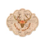 Floral Antler Genuine Maple or Cherry Wood Sticker (Personalized)