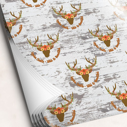 Floral Antler Wrapping Paper Sheets - Single-Sided - 20" x 28" (Personalized)