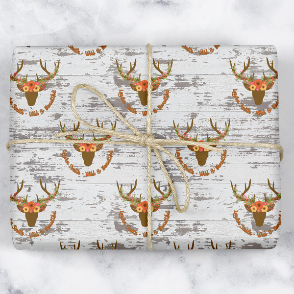Custom Floral Antler Wrapping Paper (Personalized)