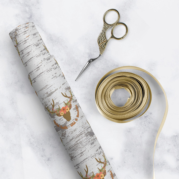 Floral Antler Wrapping Paper Roll - Matte - In Context