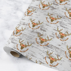 Floral Antler Wrapping Paper Roll - Medium - Matte (Personalized)