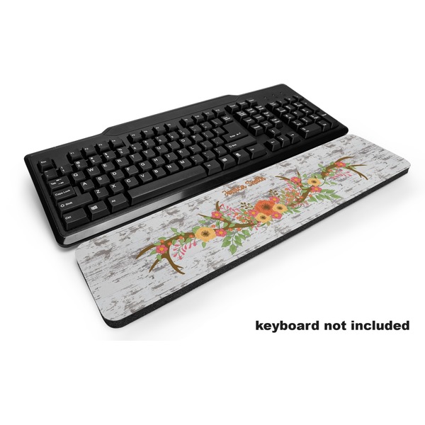 Custom Floral Antler Keyboard Wrist Rest (Personalized)
