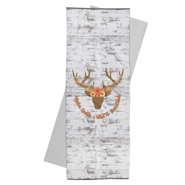 Custom Floral Antler Yoga Mat Towel (Personalized)