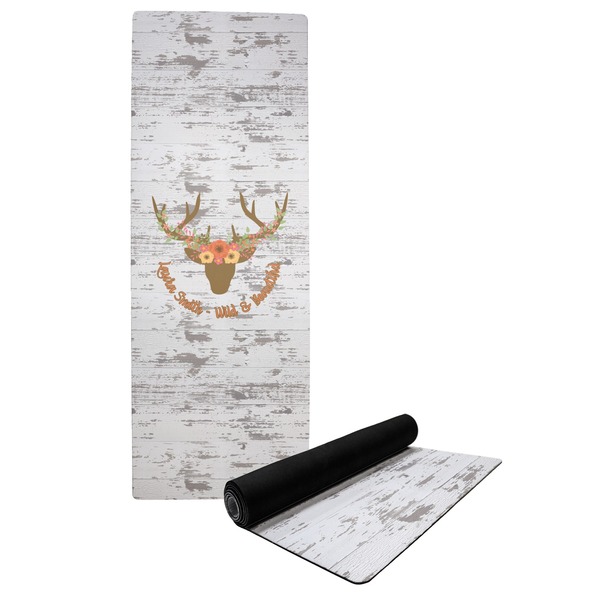 Custom Floral Antler Yoga Mat (Personalized)
