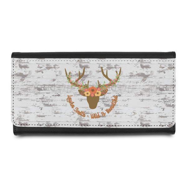 Custom Floral Antler Leatherette Ladies Wallet (Personalized)