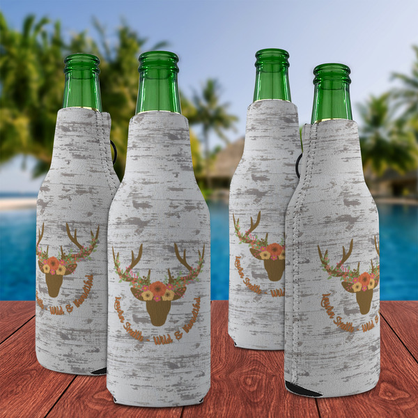 Floral Antler Zipper Bottle Cooler - Set of 4 - LIFESTYLE