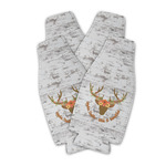 Floral Antler Zipper Bottle Cooler - Set of 4 (Personalized)