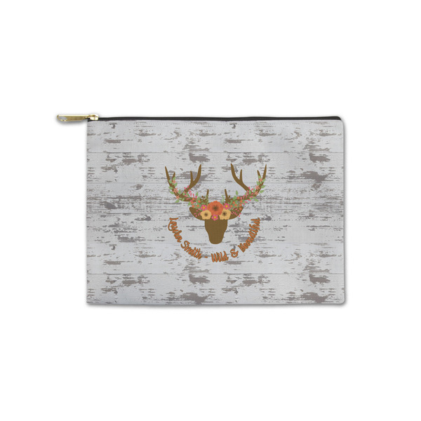 Custom Floral Antler Zipper Pouch - Small - 8.5"x6" (Personalized)