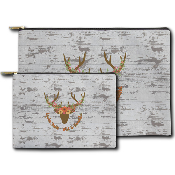 Floral Antler Zippered Pouches - Size Comparison