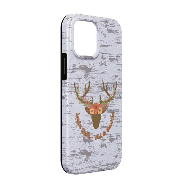 Custom Floral Antler iPhone Case - Rubber Lined - iPhone 13 (Personalized)