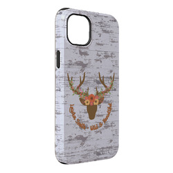 Floral Antler iPhone Case - Rubber Lined - iPhone 14 Plus (Personalized)