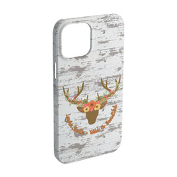 Floral Antler iPhone Case - Plastic - iPhone 15 (Personalized)