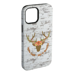 Floral Antler iPhone Case - Rubber Lined - iPhone 15 Plus (Personalized)