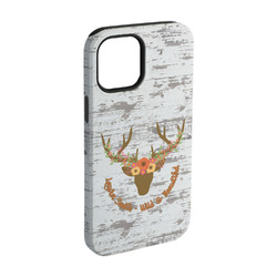 Floral Antler iPhone Case - Rubber Lined - iPhone 15 Pro (Personalized)