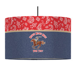 Western Ranch 12" Drum Pendant Lamp - Fabric (Personalized)