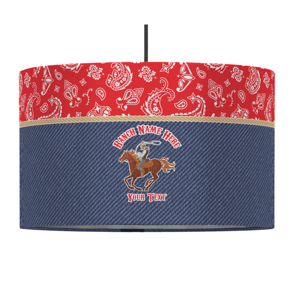 Custom Western Ranch 12" Drum Pendant Lamp - Fabric (Personalized)