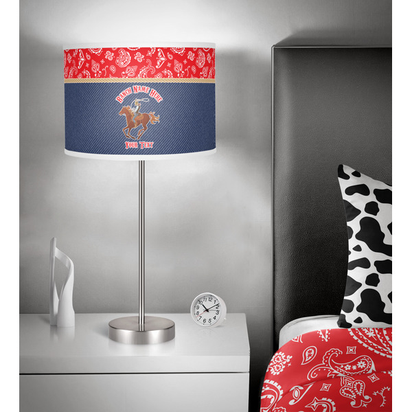 Western Ranch 13 inch drum lamp shade - in room