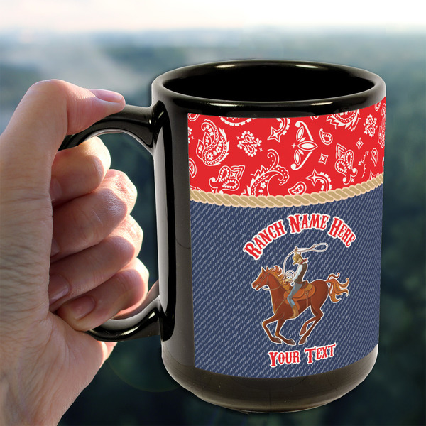 Western Ranch 15oz. Black Mug - LIFESTYLE