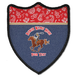 Western Ranch Iron On Shield Patch B w/ Name or Text