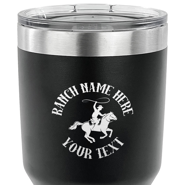 Western Ranch 30 oz Stainless Steel Ringneck Tumbler - Black - CLOSE UP