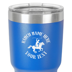 Western Ranch 30 oz Stainless Steel Tumbler - Royal Blue - Single-Sided (Personalized)